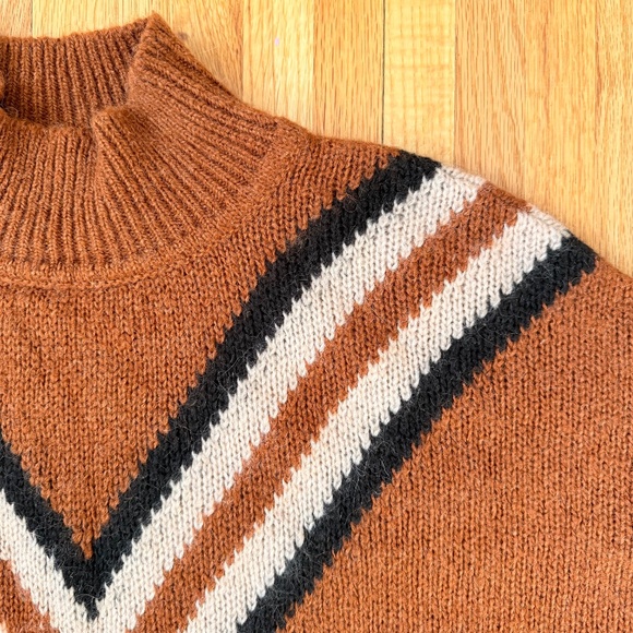 Retro Look Cozy Rust Chevron Knit Mohair Sweater - Picture 8 of 11